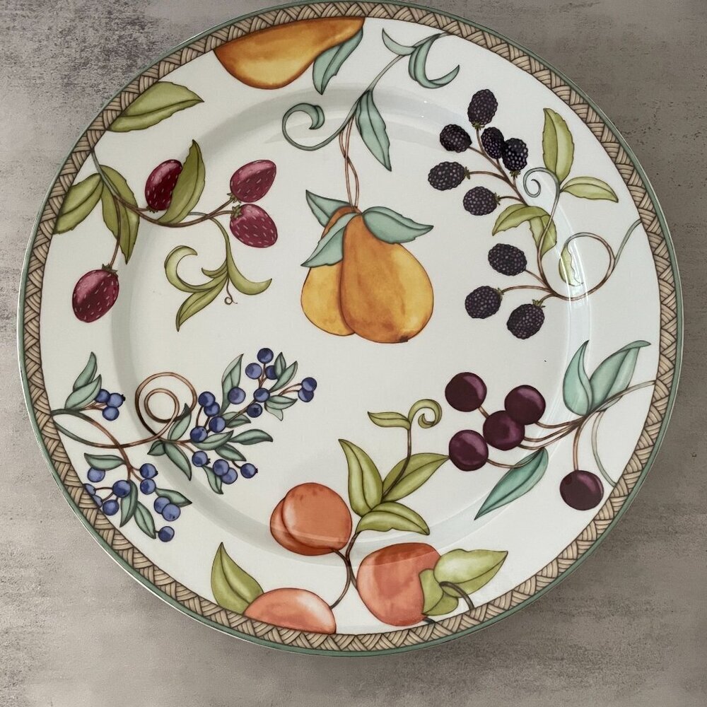 Vintage 90's Dansk Umbrian Fruits 13" Chop Plate Round Platter Niels Refsgaard P